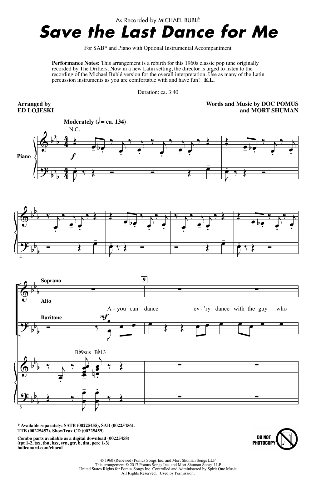 Produktgalerie: Seite 1 von 1 Save The Last Dance For Me (arr. Ed Lojeski), Michael Bublé, Chor
