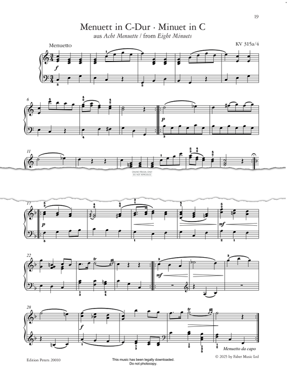 Produktbild zu: Minuet in C, KV 315a/4