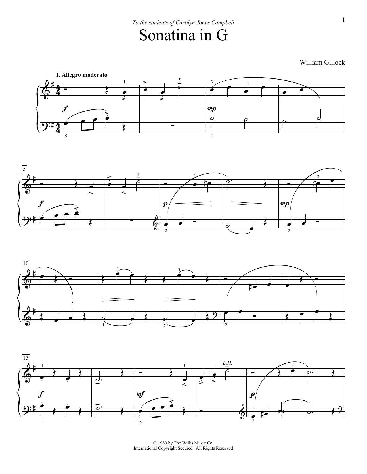 Produktgalerie: Seite 1 von 1 Sonatina In G, William Gillock, Klavier