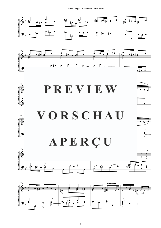 Produktgalerie: Seite 3 von 11 Fuge in D-Moll BWV 964b, , Klavier Solo