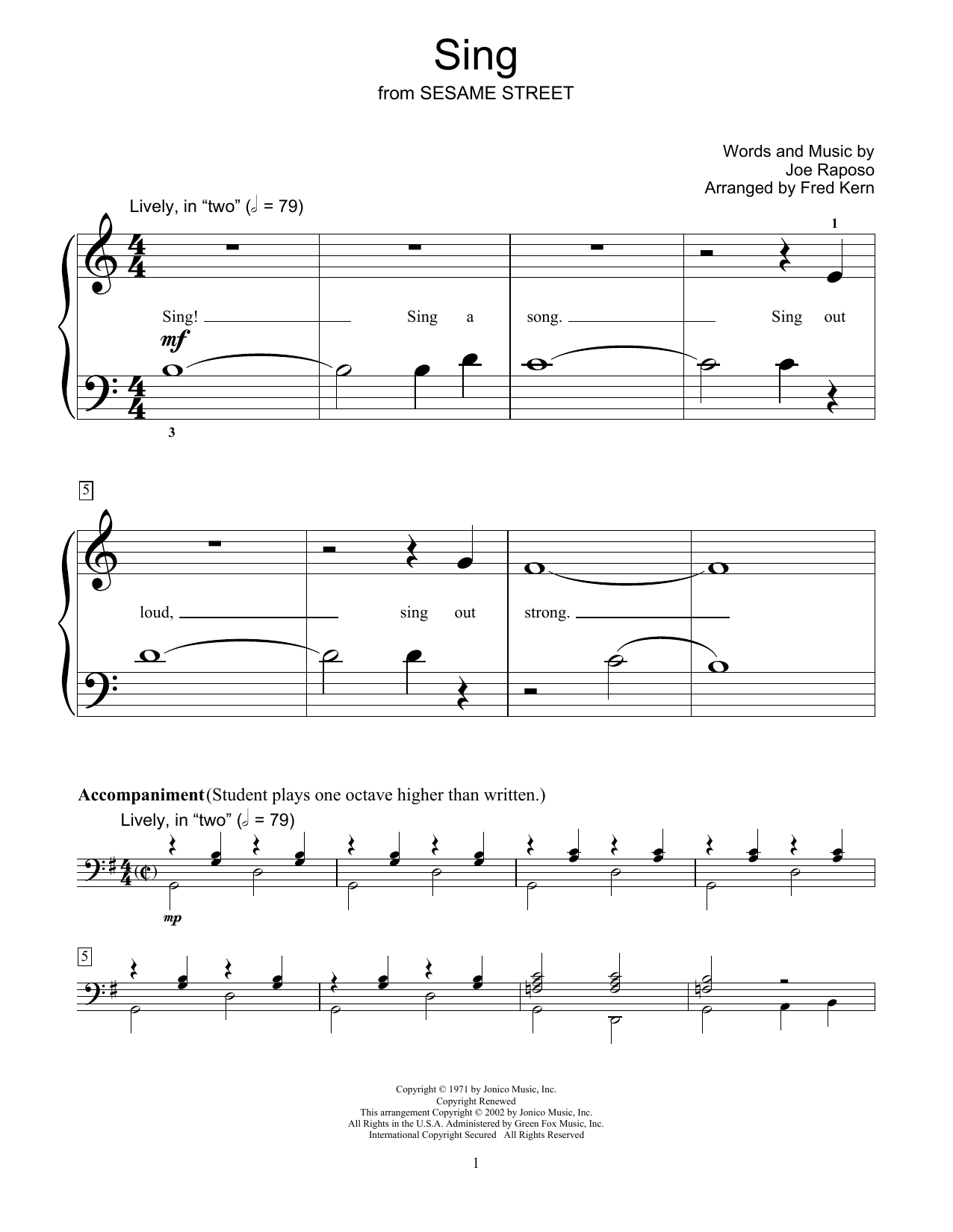 Product picture to: Sing (arr. Fred Kern)