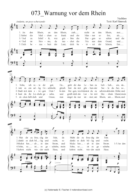 Product picture to: Warnung vor dem Rhein Felix Mendelssohn Bartholdy (1809-1947)