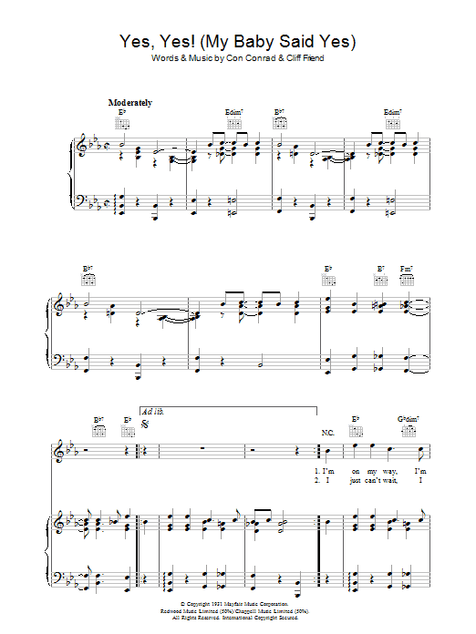 Produktgalerie: Seite 1 von 1 Yes Yes (My Baby Said Yes), Con Conrad, Gesang, Gitarre, Klavier