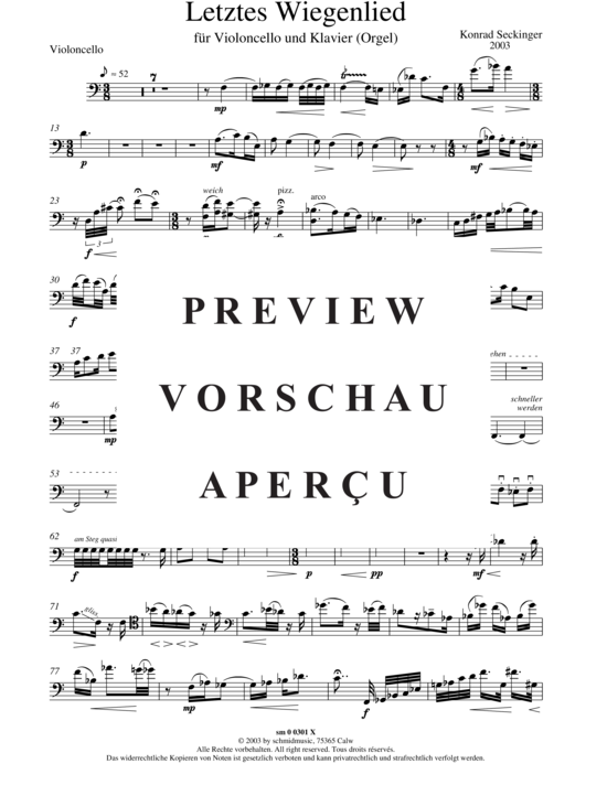 Product gallery: Page 11 of 13 Letztes Wiegenlied , , (Cello + Klavier)