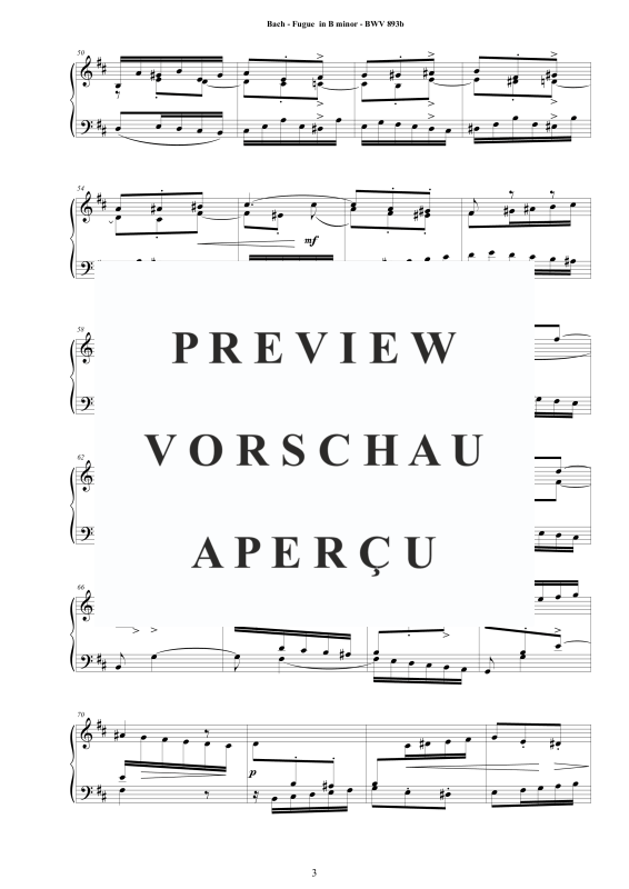 Produktgalerie: Seite 4 von 6 Fuge in H-Moll BWV 893b - Piano Version, , Klavier Solo