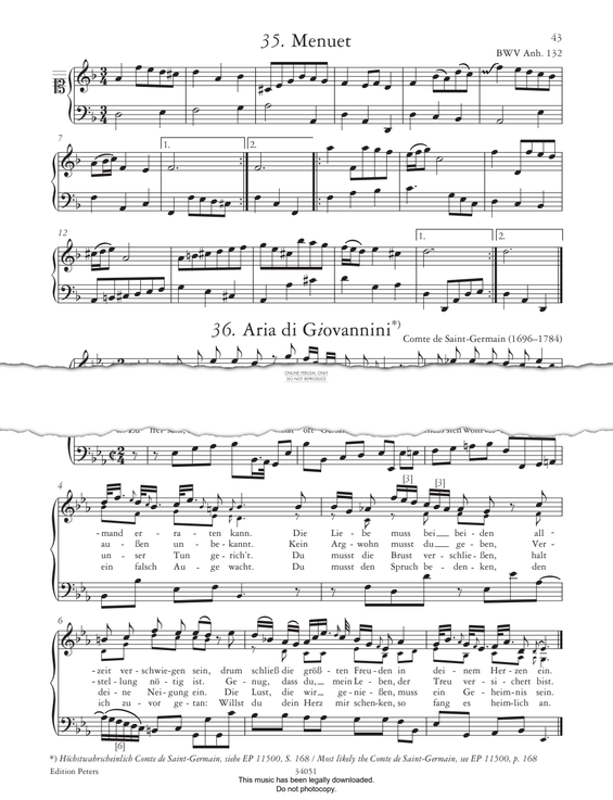 Produktbild zu: Menuet In D Minor BWV Anh. 132 (from 'The Anna Magdalena Notebook 1725')