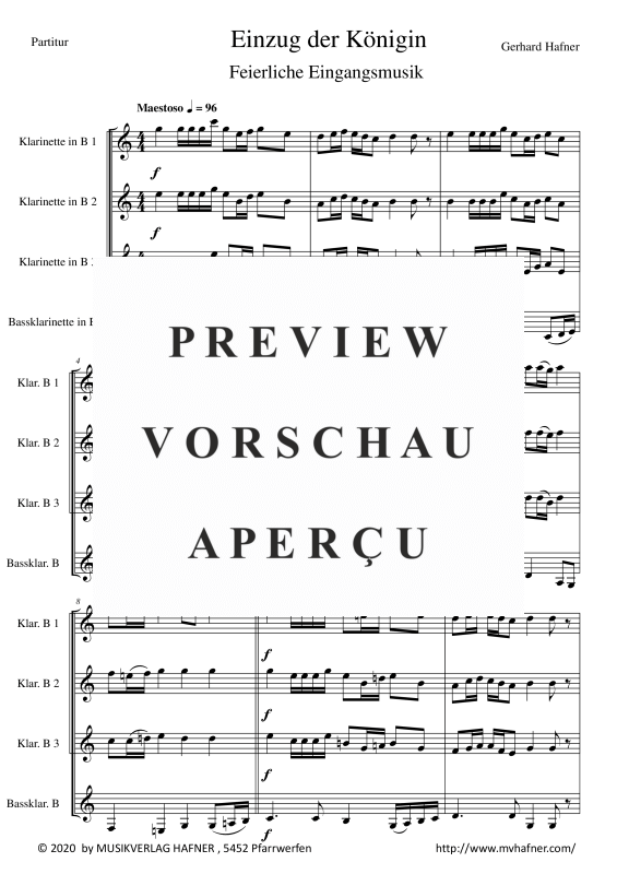 Product gallery: Page 6 of 11 Einzug der Königin, , (Clarinet Quartet)