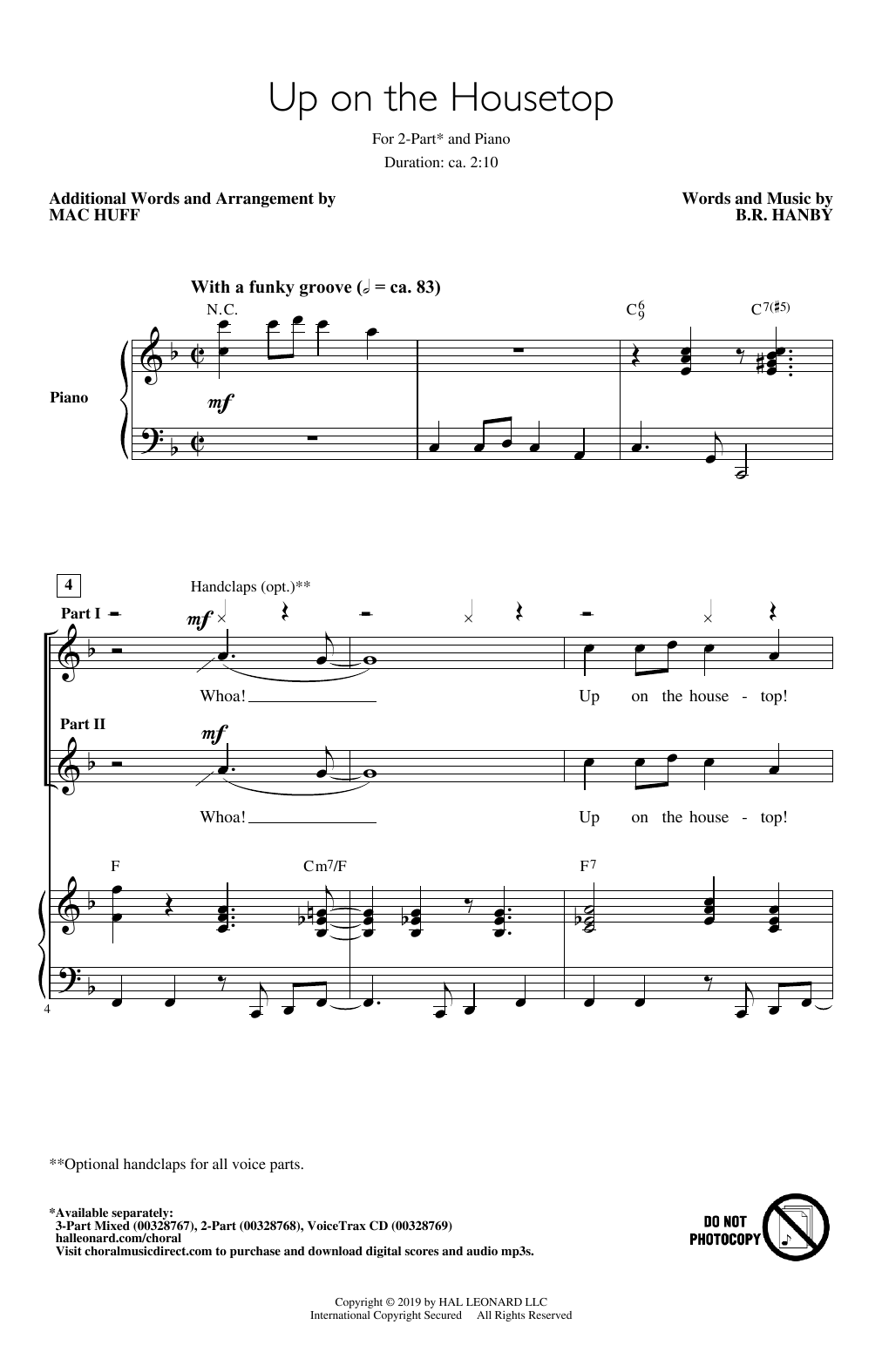 Product picture to: Up On The Housetop (arr. Mac Huff)