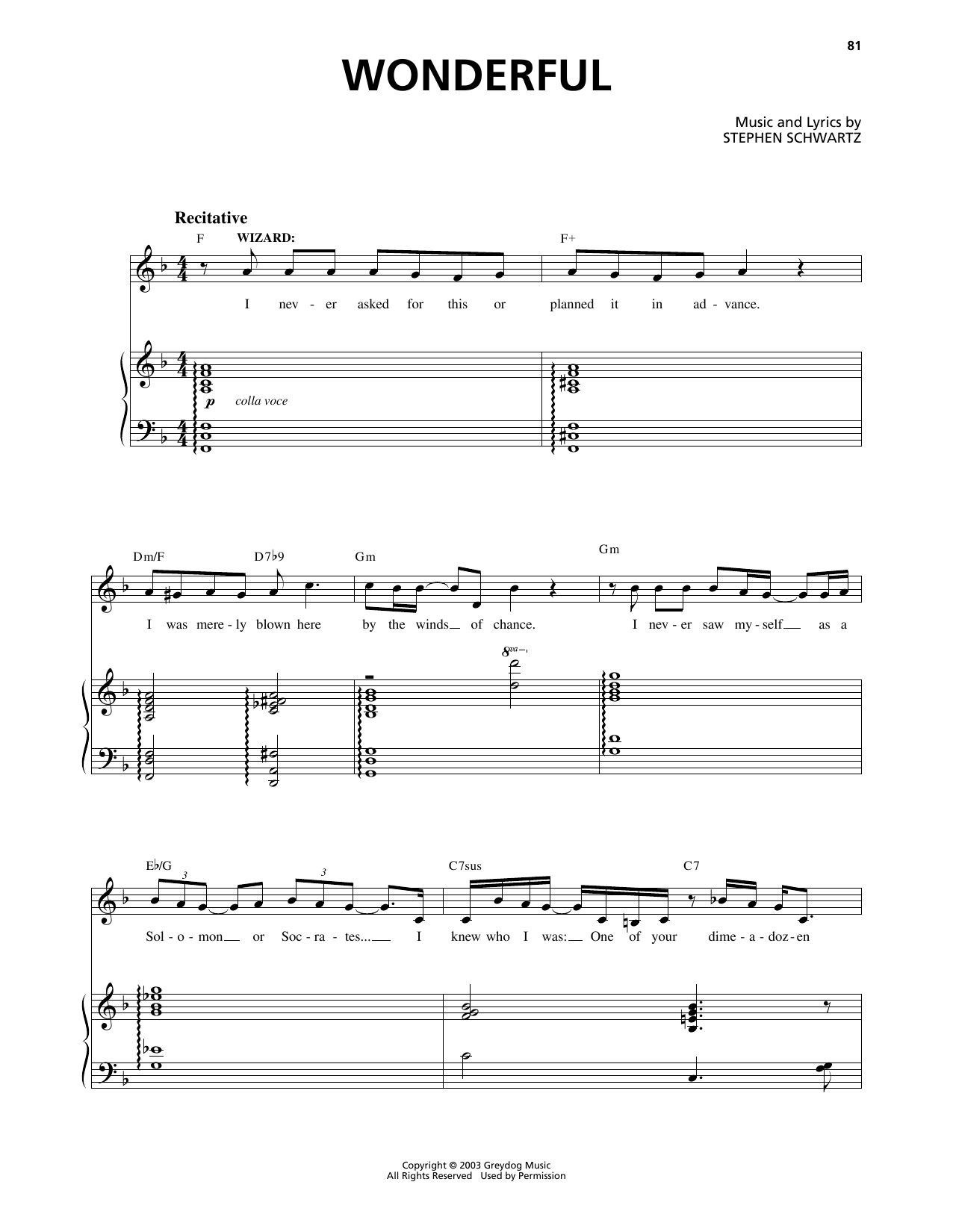 Produktbild zu: Wonderful (from Wicked)