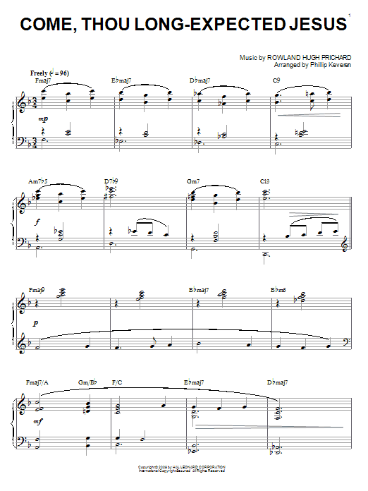 Product gallery: Page 1 of 1 Come, Thou Long-Expected Jesus [Jazz version] (arr. Phillip Keveren), Charles Wesley