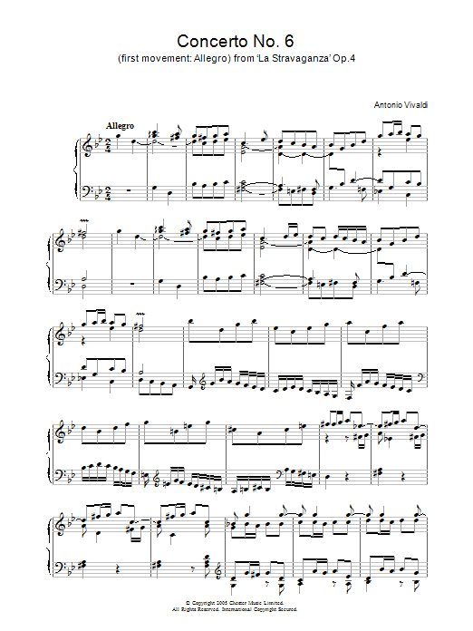 Product picture to: Concerto No.6 (1st Movement: Allegro) from 'La Stravaganza' Op.4