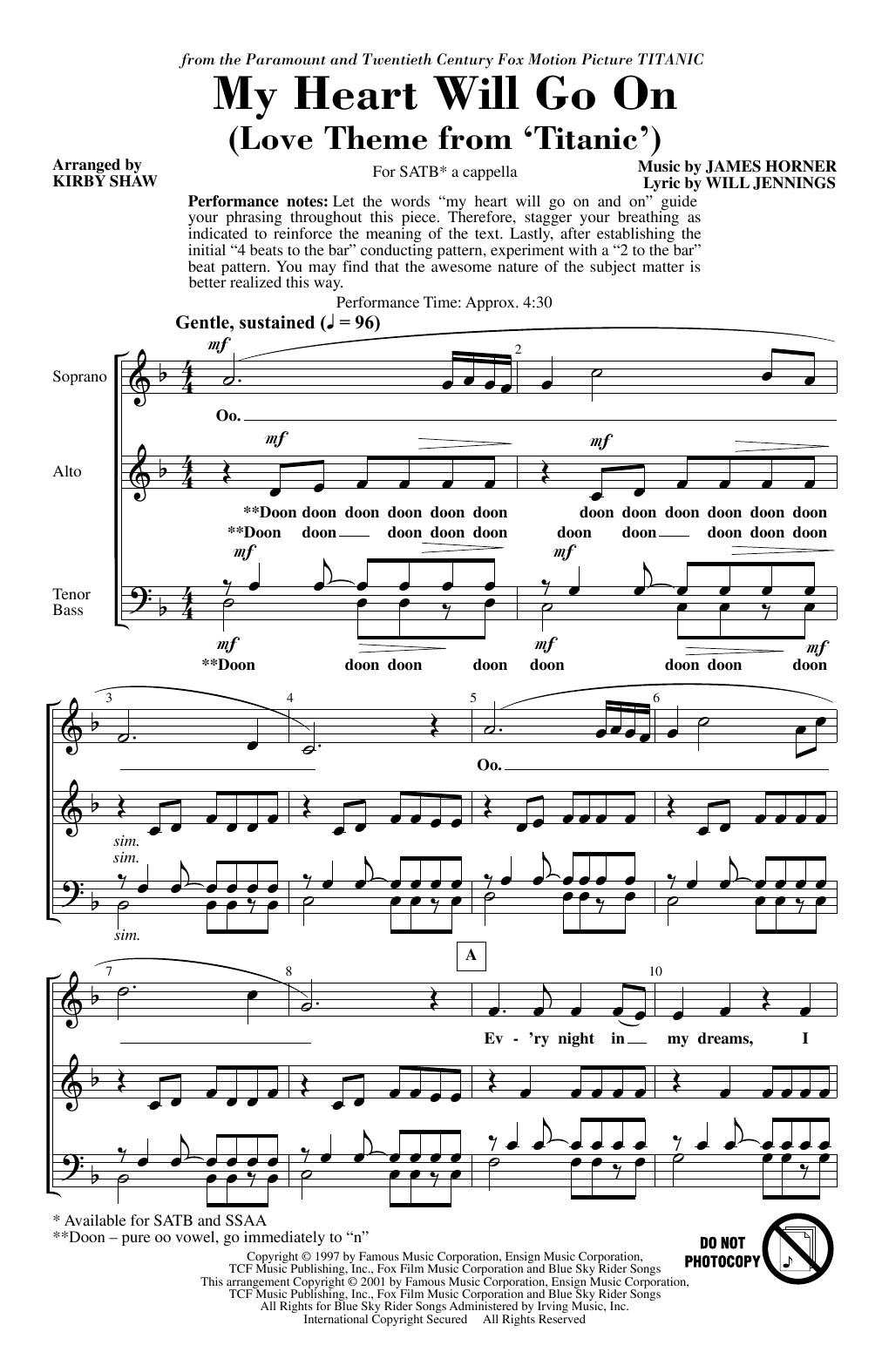 Product gallery: Page 1 of 1 My Heart Will Go On (Love Theme From Titanic) (arr. Kirby Shaw), Celine Dion