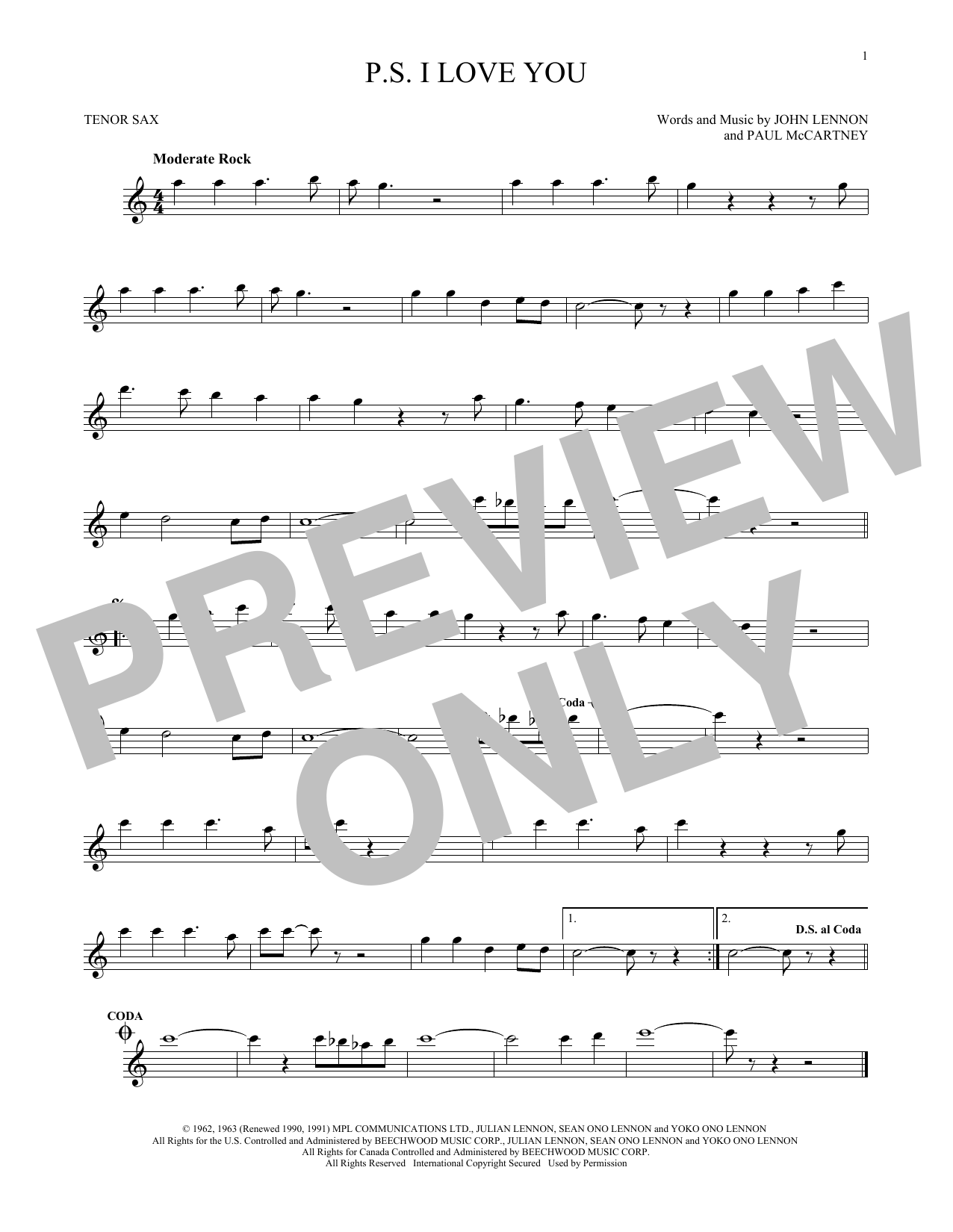 Produktgalerie: Seite 1 von 1 P.S. I Love You, The Beatles, Saxophon