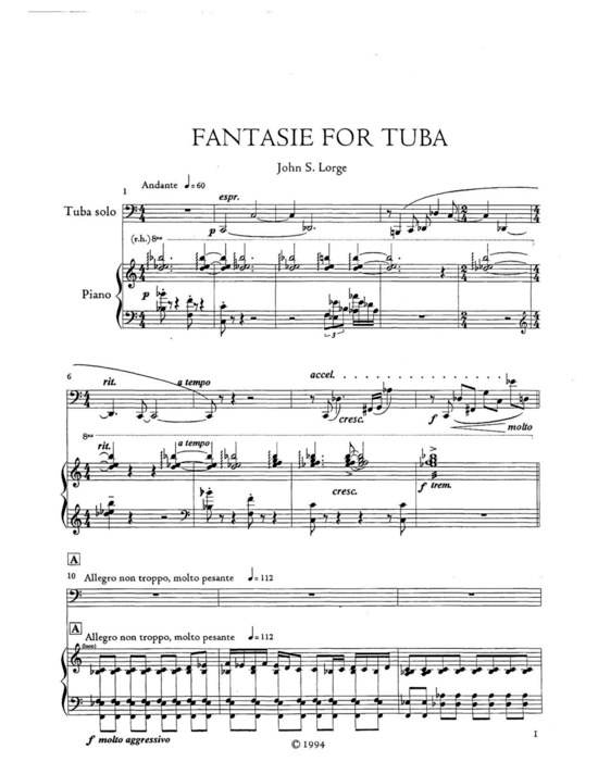 Produktbild zu: Fantasie (Piano Reduction) John Lorge