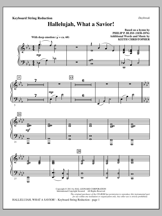 Produktbild zu: Hallelujah, What A Savior! - Keyboard String Reduction