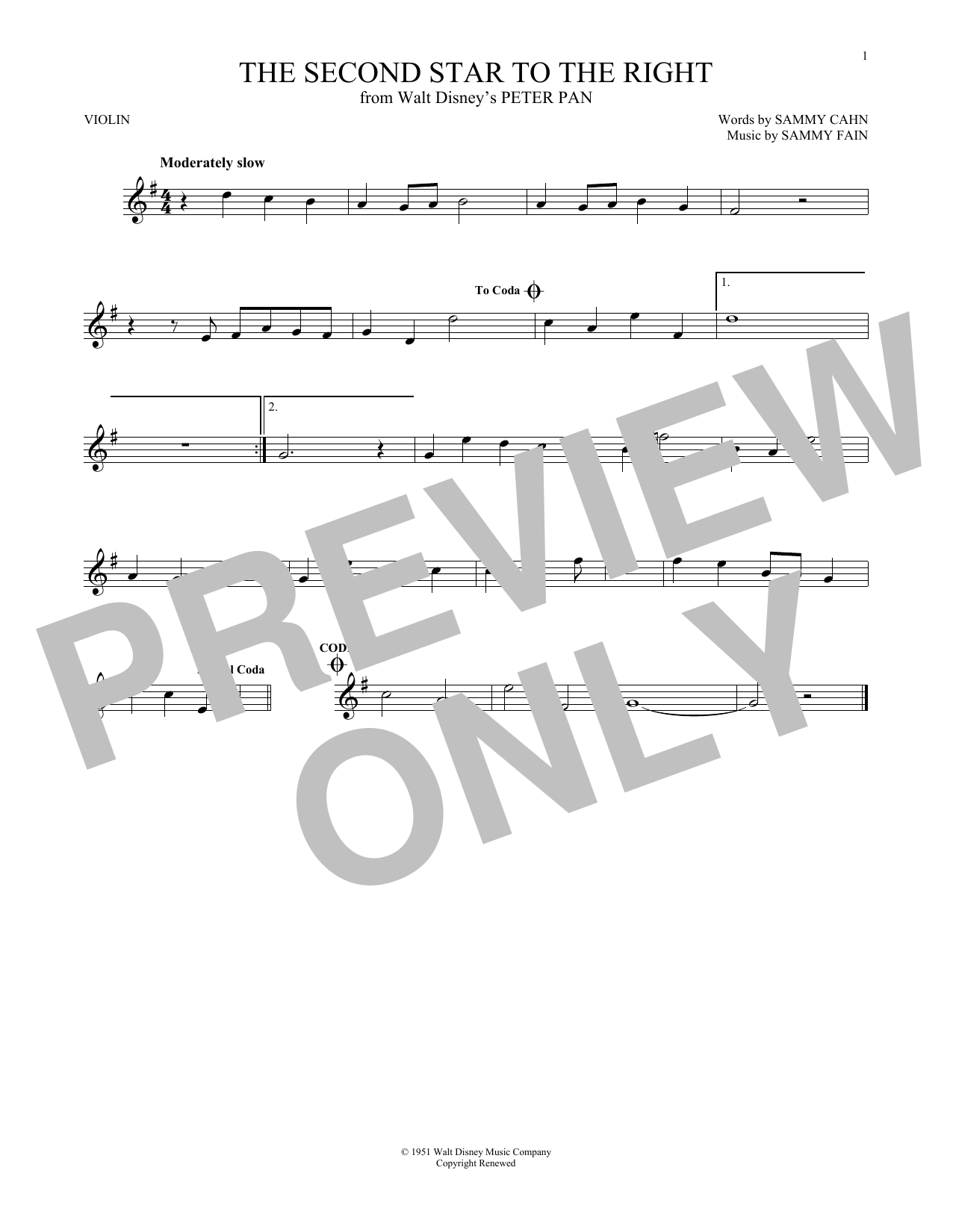 Product gallery: Page 1 of 1 The Second Star To The Right (from Peter Pan), Sammy Cahn & Sammy Fain