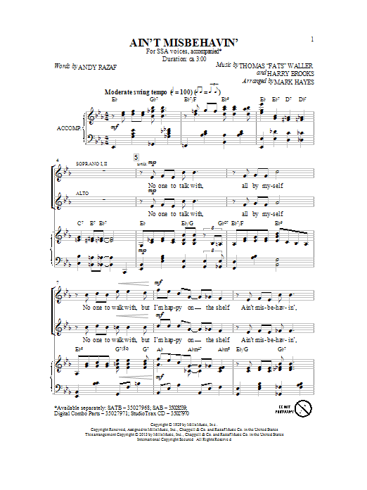 Produktgalerie: Seite 1 von 1 Ain't Misbehavin', Mark Hayes, Chor