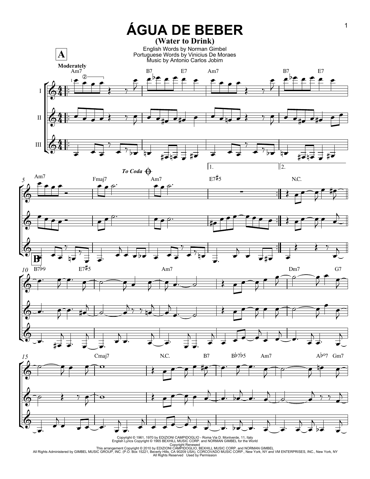 Produktgalerie: Seite 1 von 1 Agua De Beber (Water To Drink), Antonio Carlos Jobim, Gitarre