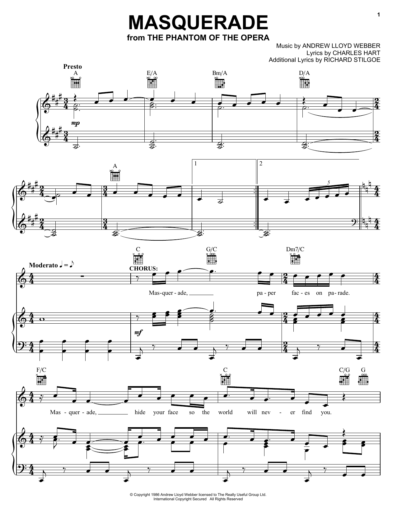 Produktbild zu: Masquerade (from The Phantom Of The Opera)