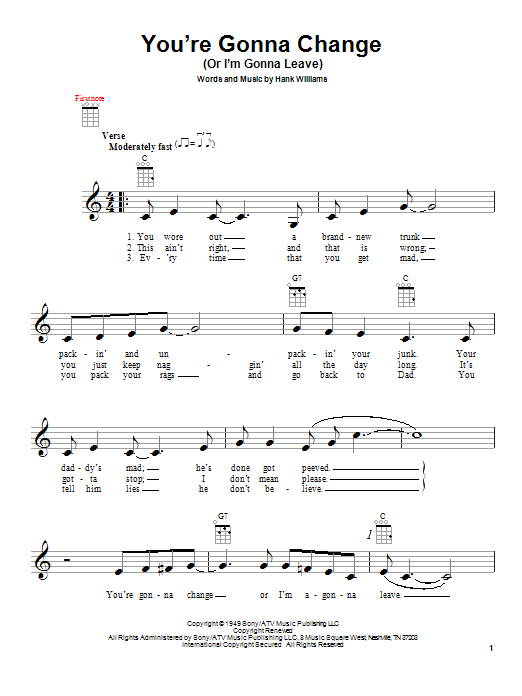 Product gallery: Page 1 of 1 You're Gonna Change (Or I'm Gonna Leave), Hank Williams
