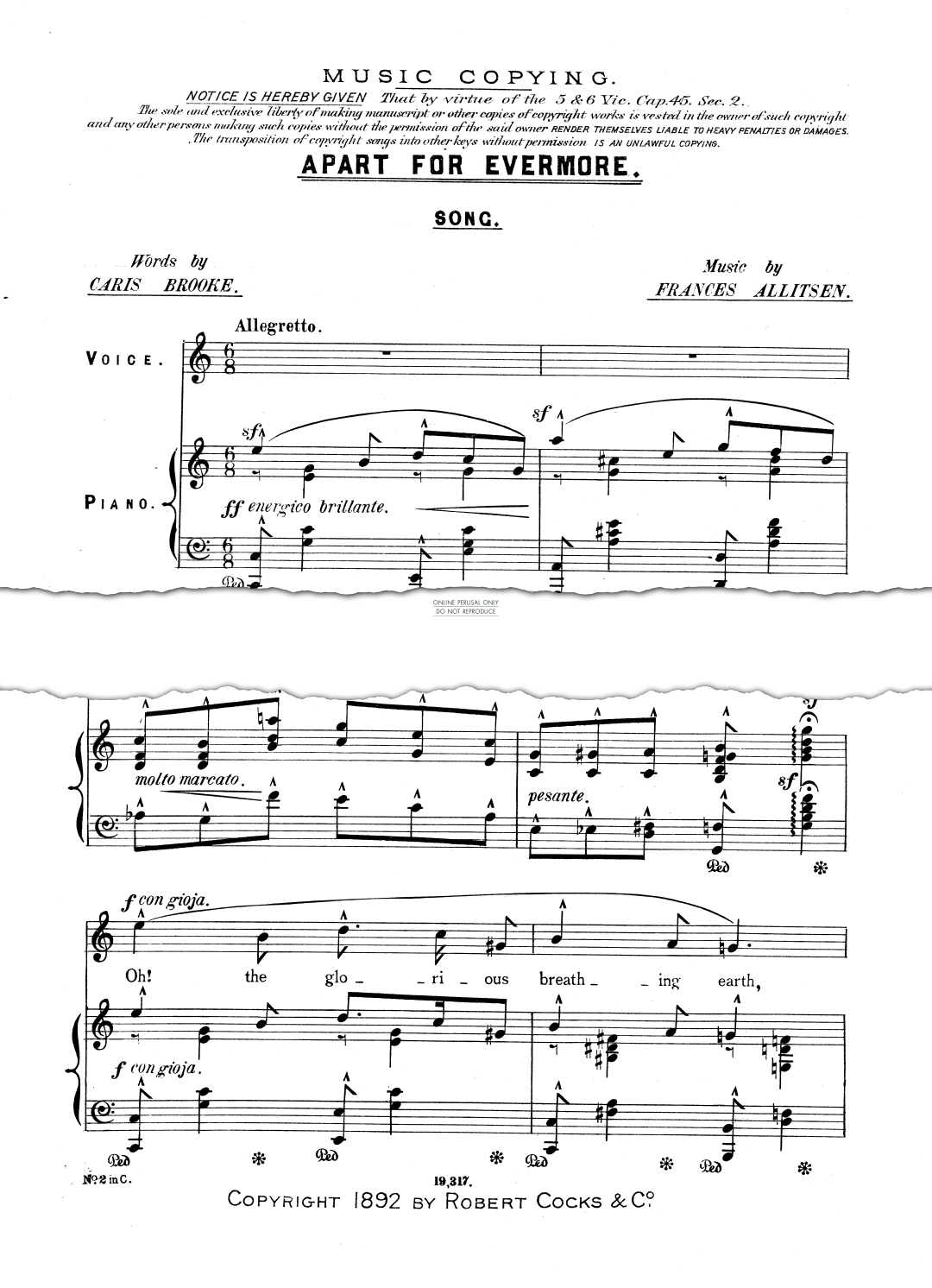 Produktgalerie: Seite 1 von 1 Apart For Evermore, Frances Allitsen, Gesang, Klavier