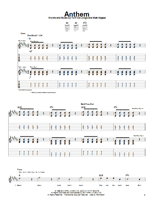 Product gallery: Page 1 of 1 Anthem, Blink-182