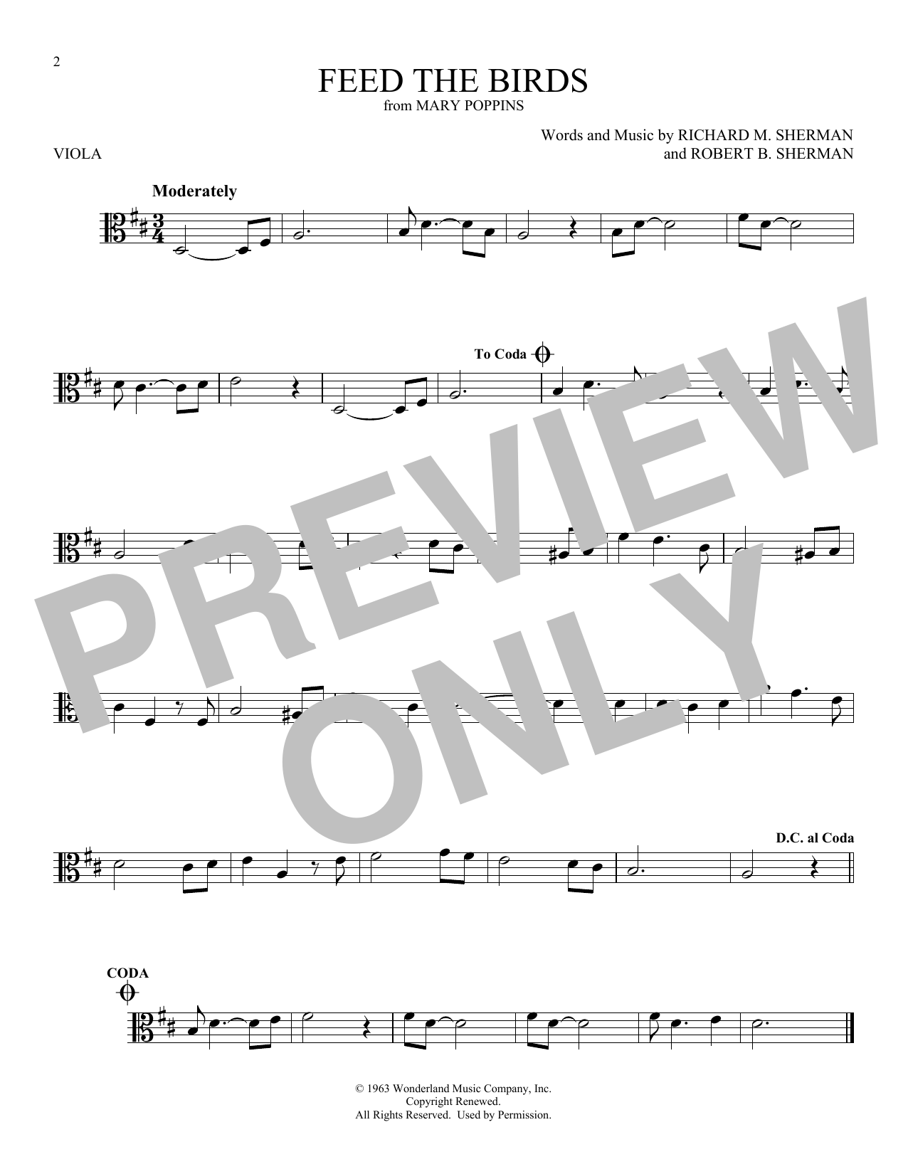 Product gallery: Page 1 of 1 Feed The Birds (Tuppence A Bag) (from Mary Poppins), Sherman Brothers