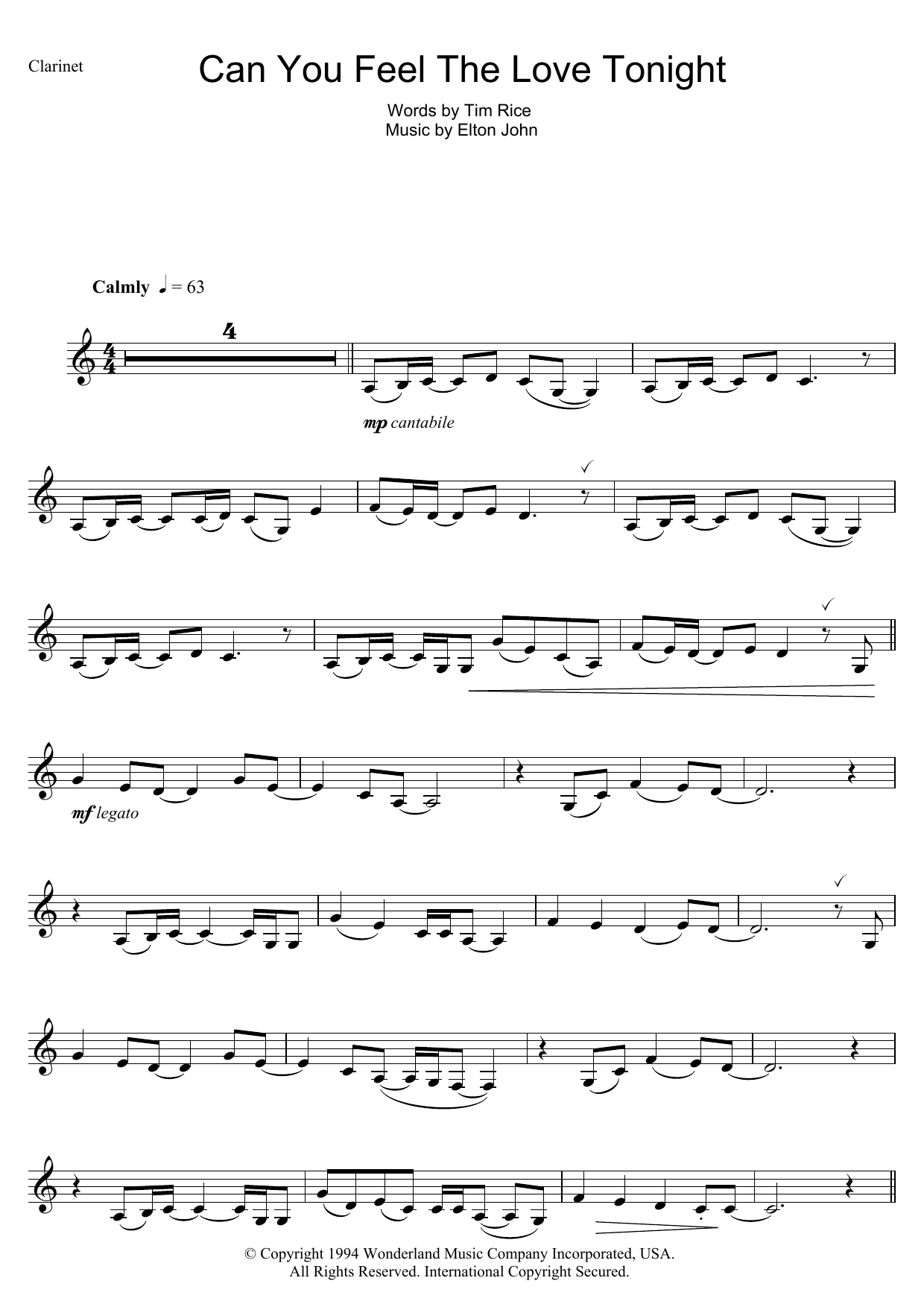 Product gallery: Page 1 of 1 Can You Feel The Love Tonight (from The Lion King), Elton John