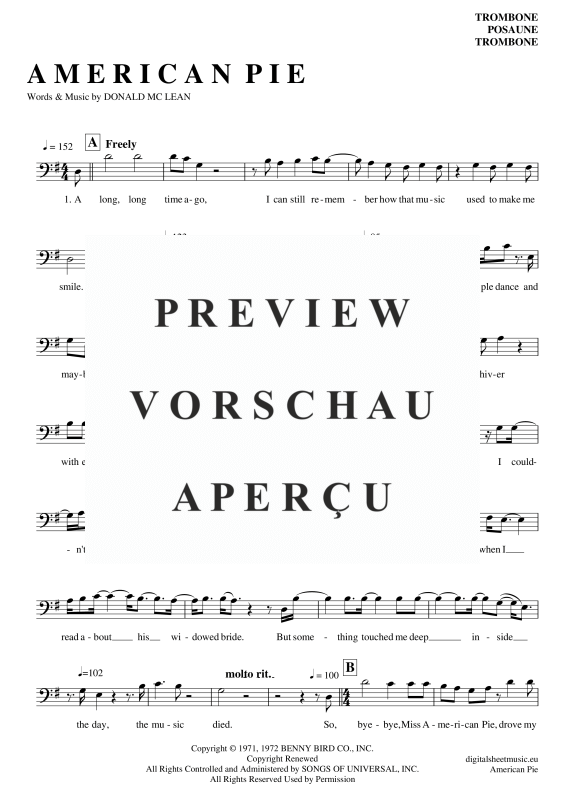 Product gallery: Page 2 of 8 American Pie , Mc Lean, Don, (Posaune / Bariton)