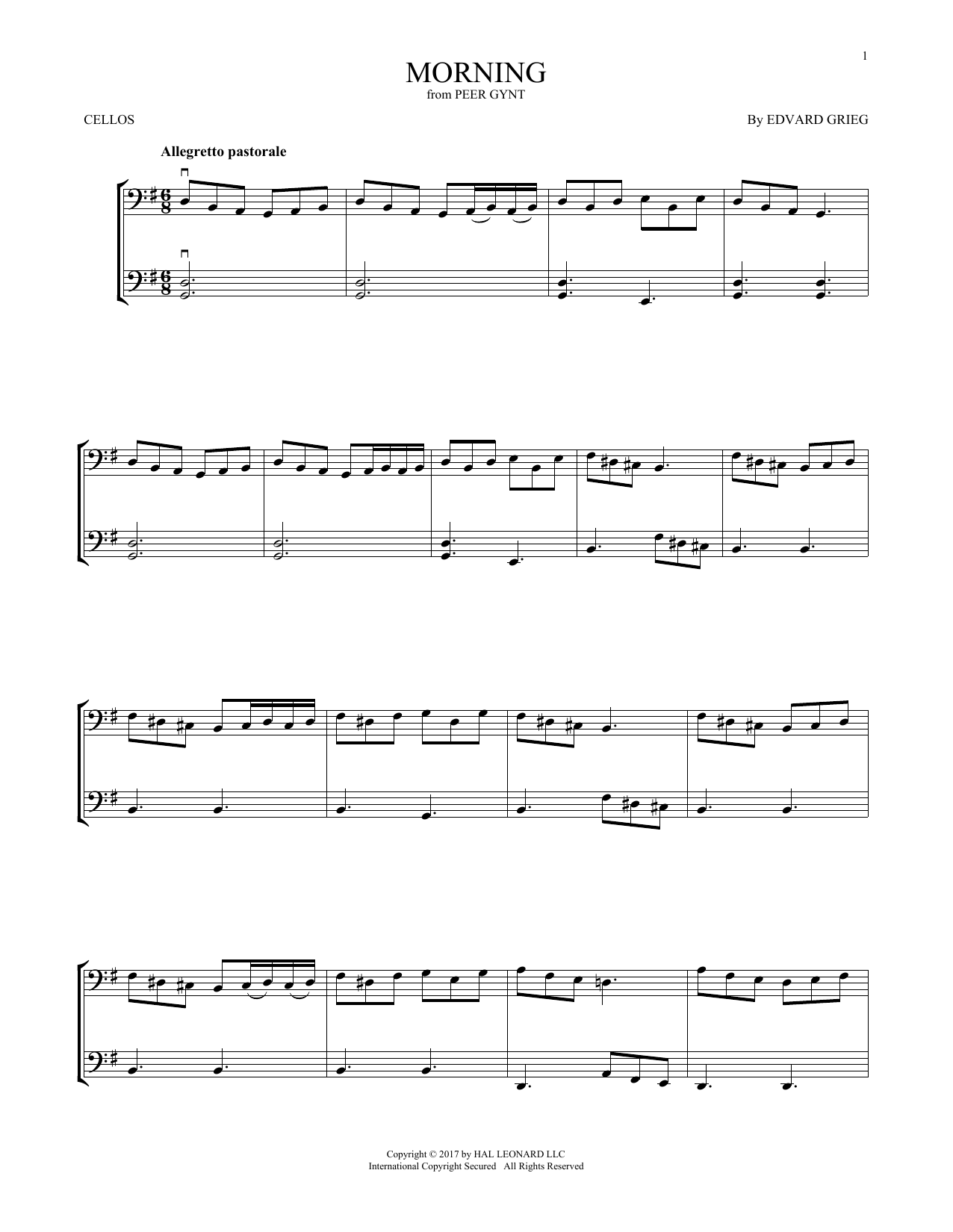 Produktgalerie: Seite 1 von 1 Morning (from Peer Gynt), Edvard Grieg, Violoncello