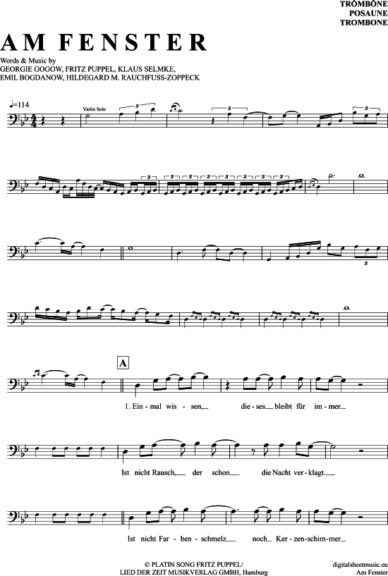 Product gallery: Page 1 of 4 Am Fenster , City, (Posaune / Bariton)