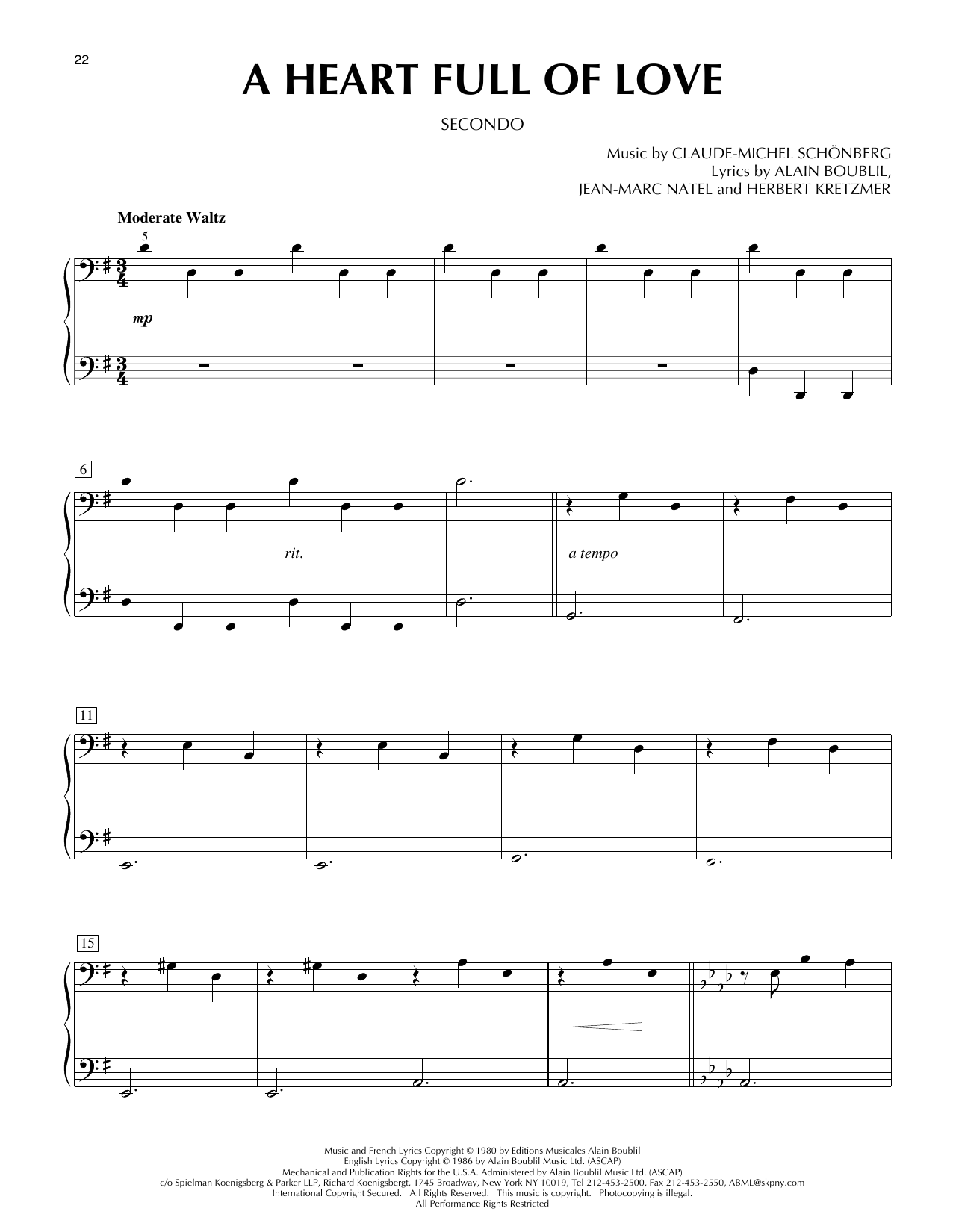 Product picture to:  A Heart Full Of Love (from Les Misérables) - Boublil & Shonberg