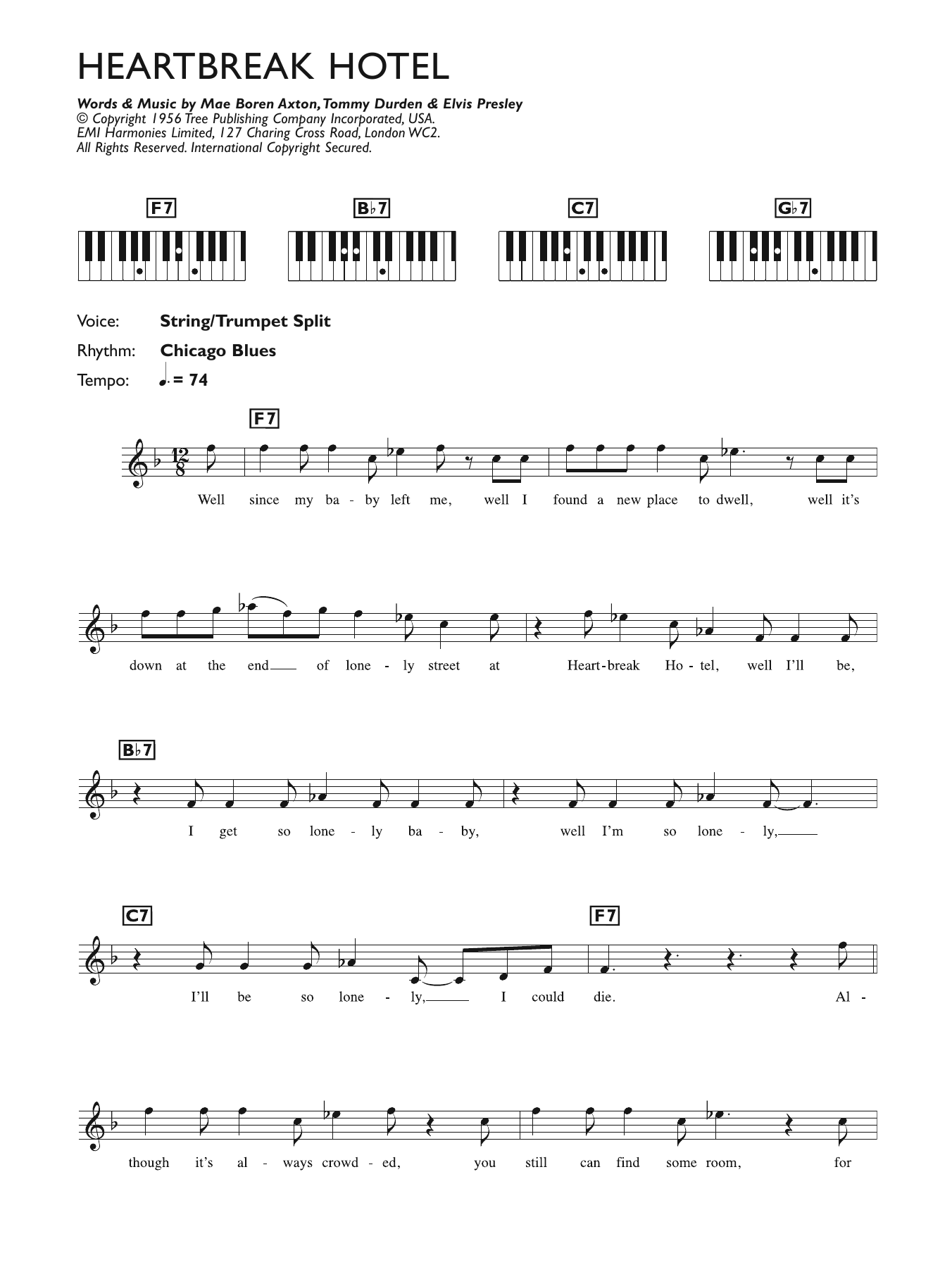 Produktgalerie: Seite 1 von 1 Heartbreak Hotel, Elvis Presley, Klavier
