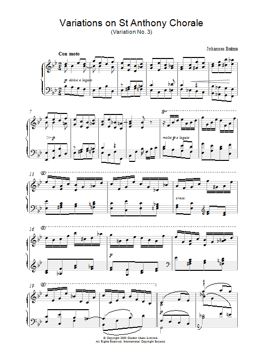 Product gallery: Page 1 of 1 Variations on St Anthony Chorale (Variation No. 3), Johannes Brahms