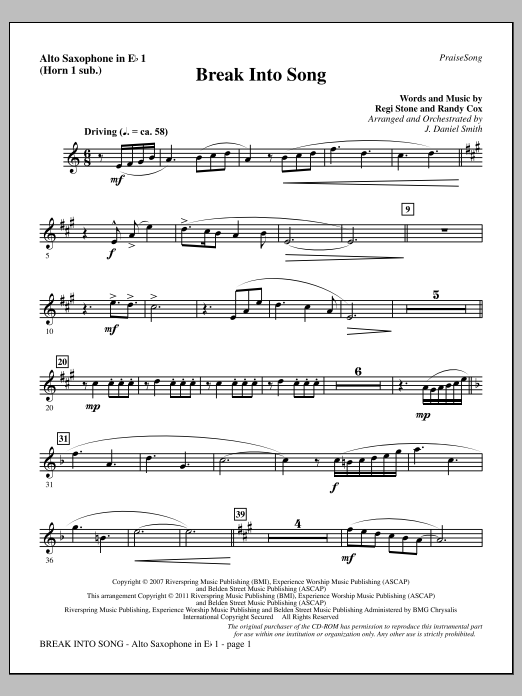 Produktgalerie: Seite 1 von 1 Break Into Song - Alto Sax 1 (sub. Horn 1), J. Daniel Smith, Chor