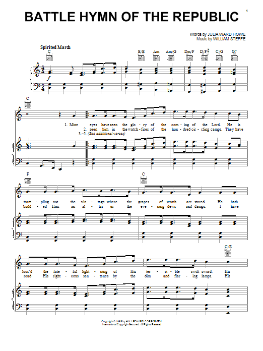 Produktgalerie: Seite 1 von 1 Battle Hymn Of The Republic, Julia Ward Howe, Gesang, Gitarre, Klavier