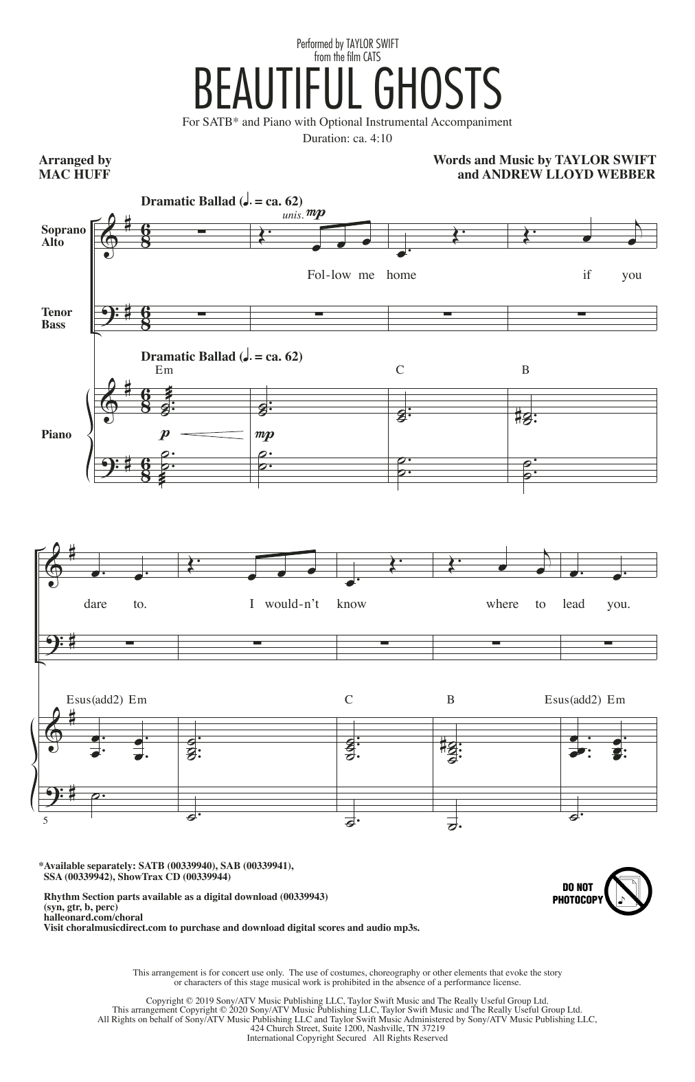 Produktbild zu: Beautiful Ghosts (from the Motion Picture Cats) (arr. Mac Huff)