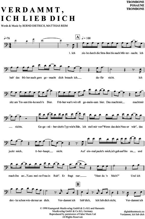 Product gallery: Page 1 of 4 Verdammt ich lieb dich , Reim, Matthias, (Posaune / Bariton)
