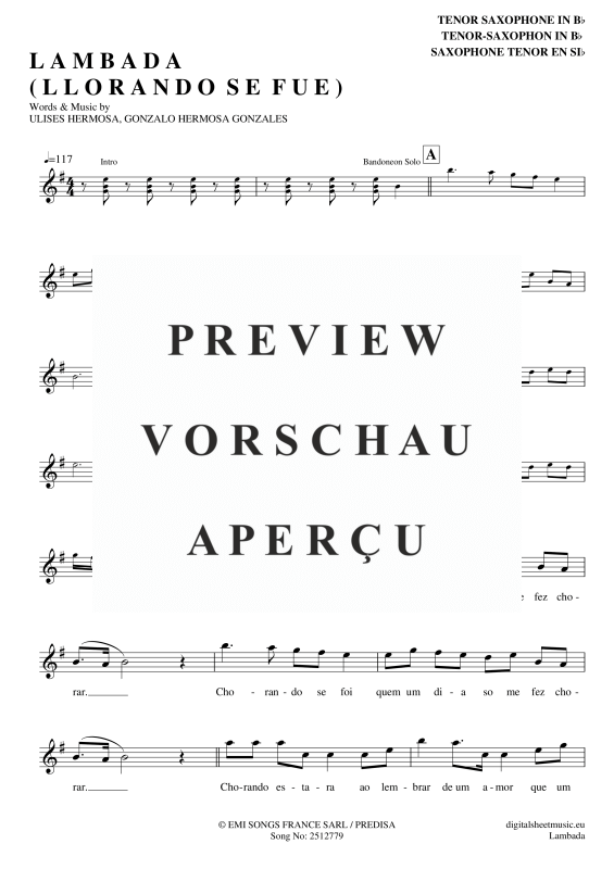 Product gallery: Page 2 of 4 Llorando Se Fue, Kaoma, Tenor Saxophone