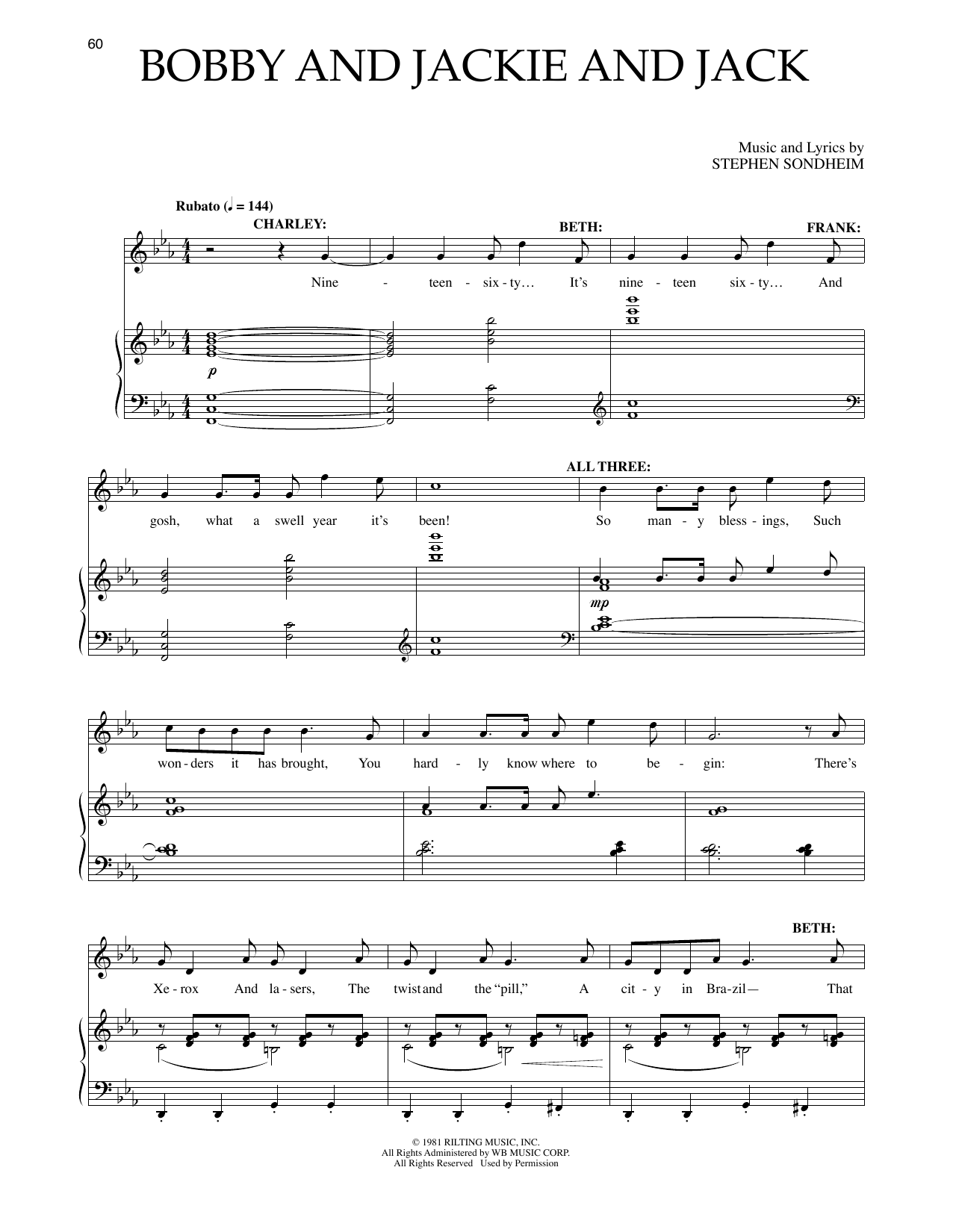 Produktbild zu: Bobby And Jackie And Jack (from Merrily We Roll Along)