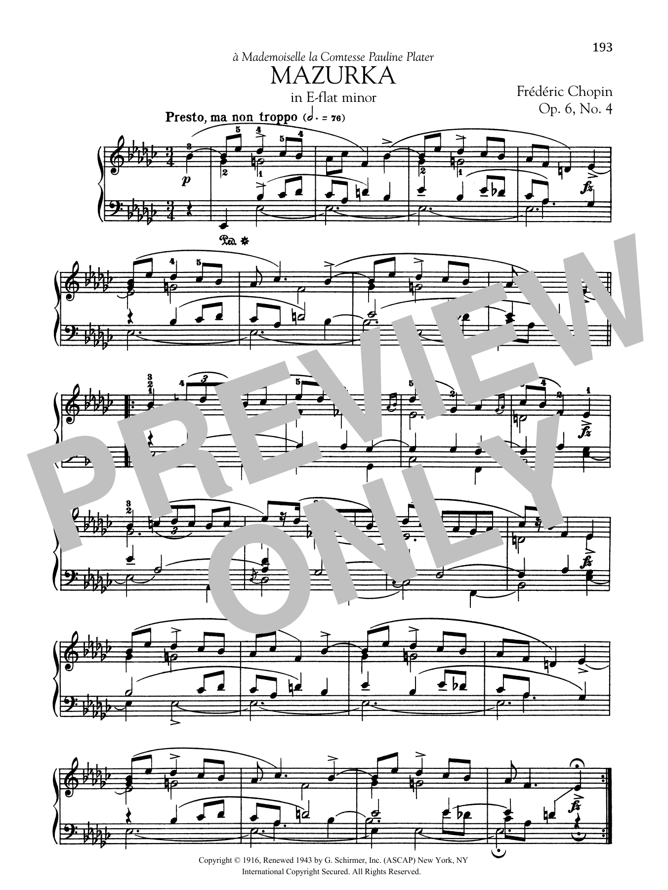 Product gallery: Page 1 of 1 Mazurka in E-flat minor, Op. 6, No. 4, Frédéric Chopin