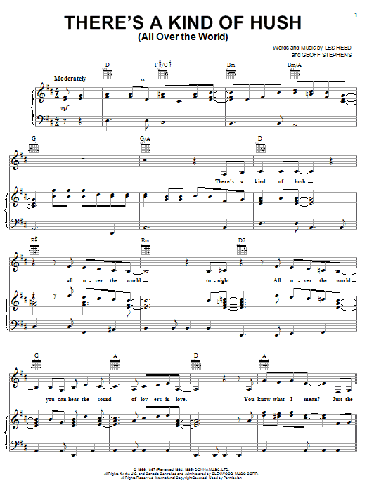 Produktgalerie: Seite 1 von 1 There's A Kind Of Hush (All Over The World), Carpenters, Gesang, Gitarre, Klavier