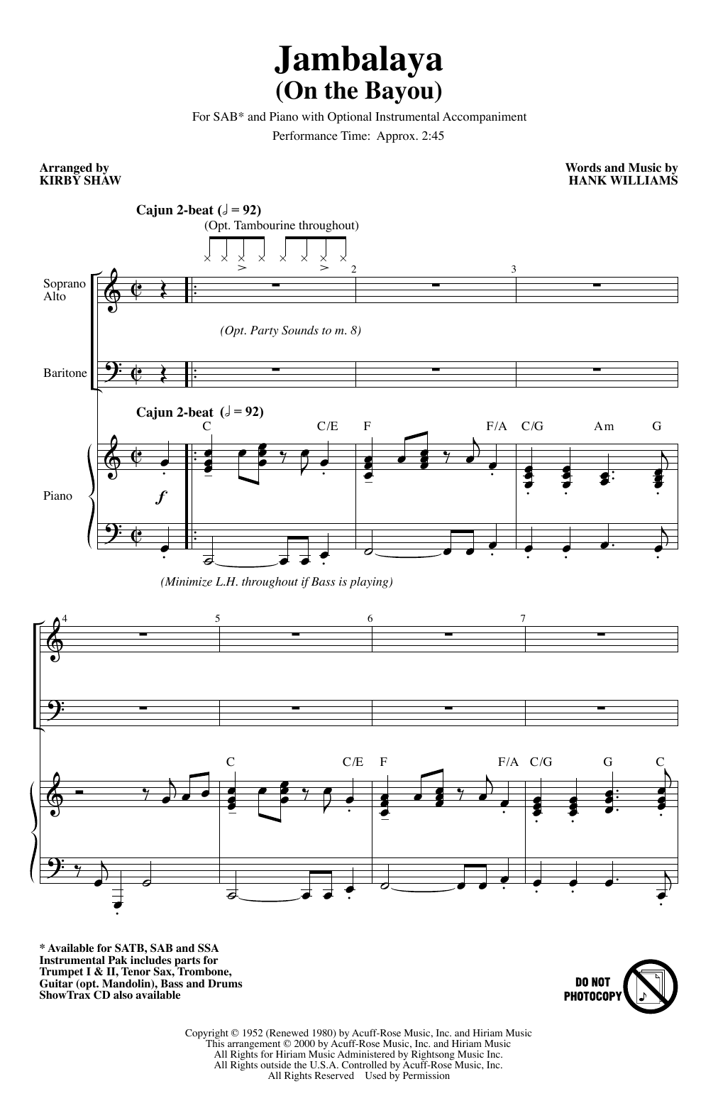 Produktgalerie: Seite 1 von 1 Jambalaya (On The Bayou) (arr. Kirby Shaw), Hank Williams, Chor