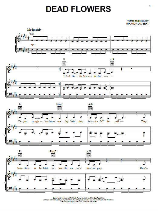 Produktgalerie: Seite 1 von 1 Dead Flowers, Miranda Lambert, Gesang, Gitarre, Klavier