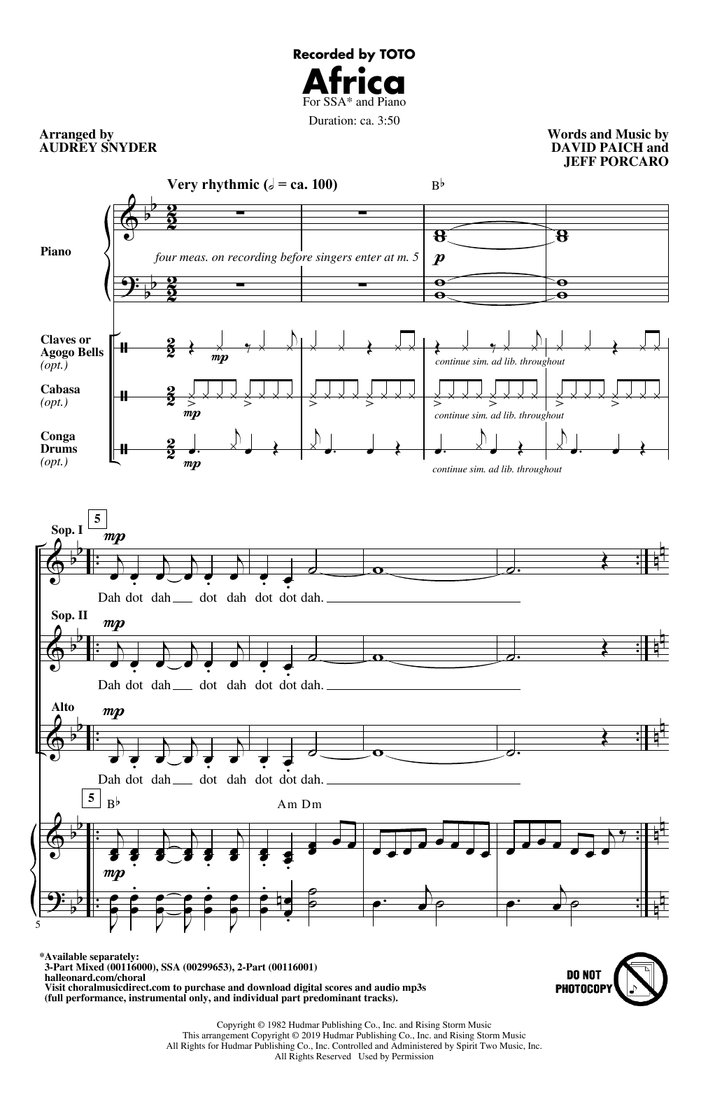 Produktgalerie: Seite 1 von 1 Africa (arr. Audrey Snyder), Toto, Chor