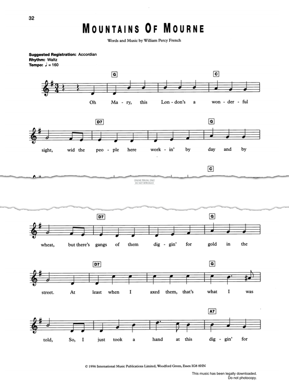 Produktgalerie: Seite 1 von 1 The Mountains Of Mourne, Percy French, Gesang, Gitarre, Keyboard