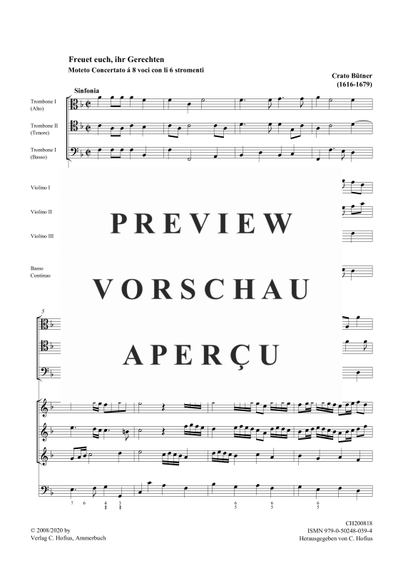 gallery: Freuet euch, ihr Gerechten - Motetto Concertato auf das Weihnachtsfest, , (Gemischtes Ensemble 8 Stimmen, 3 Violinen, 3 Trombonen und BC)