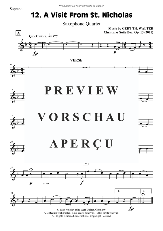 Produktgalerie: Seite 5 von 10 A Visit From St. Nicholas, , Saxophon Quartett S/A A T B/T