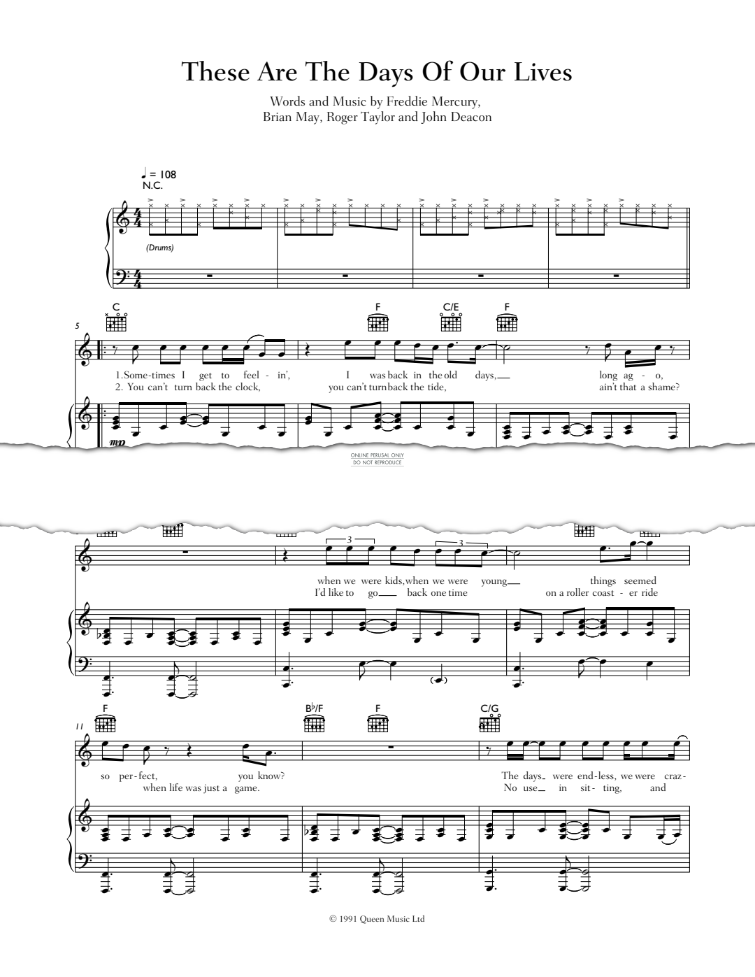 gallery: These Are The Days Of Our Lives, Queen, Gesang, Gitarre, Klavier