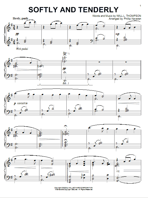 Product gallery: Page 1 of 1 Softly And Tenderly (arr. Phillip Keveren), Will L. Thompson